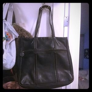 Long Champ Black Leather Shoulder Bag